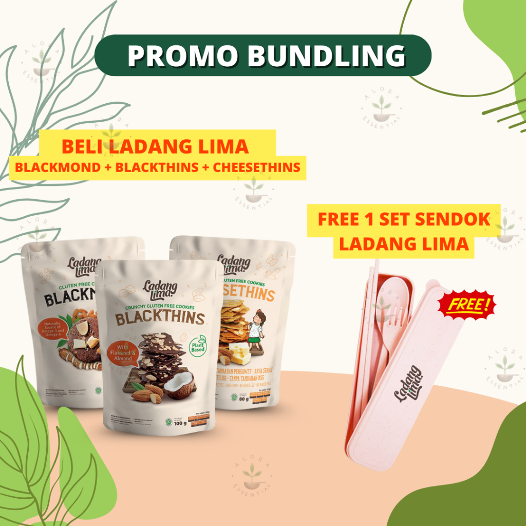 

Promo Paket Bundling Beli Ladang Lima Blackthins Blackmond Cheesethins Free Set Sendok Makan - Cookies Sehat Ladang Lima - Blackmond Blackthins Cheesethins