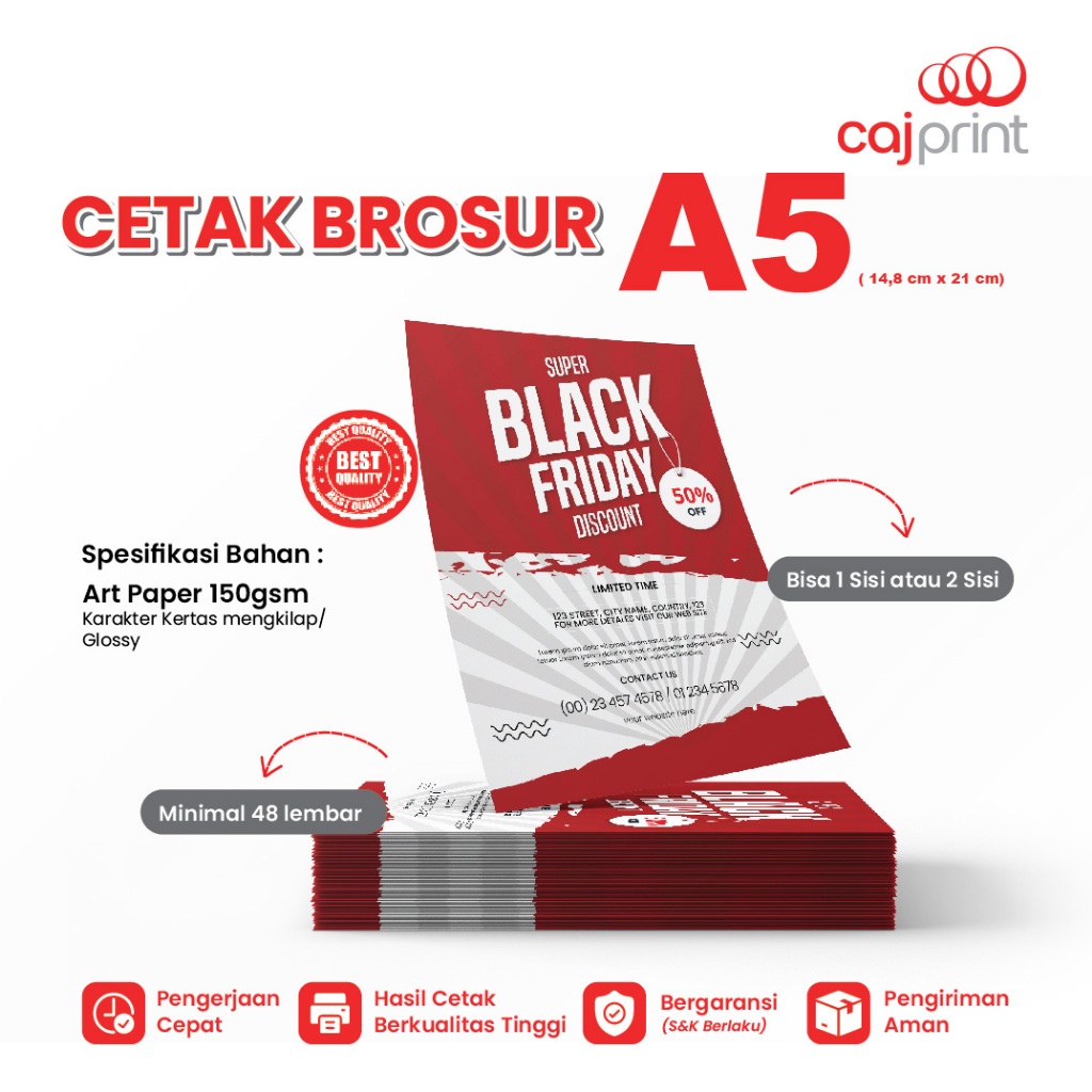 CETAK BROSUR / CETAK FLYER / CETAK PAMFLET UKURAN A5 ( 1 SISI / 2 SISI ) CEPAT / BERKUALITAS / MURAH