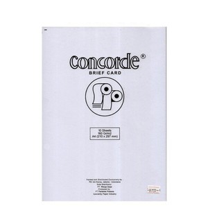 

Kertas Sertifikat/Kertas Concorde (Brief Card) 160 Gr A4 (80320) - White (Pak 10 Lembar)