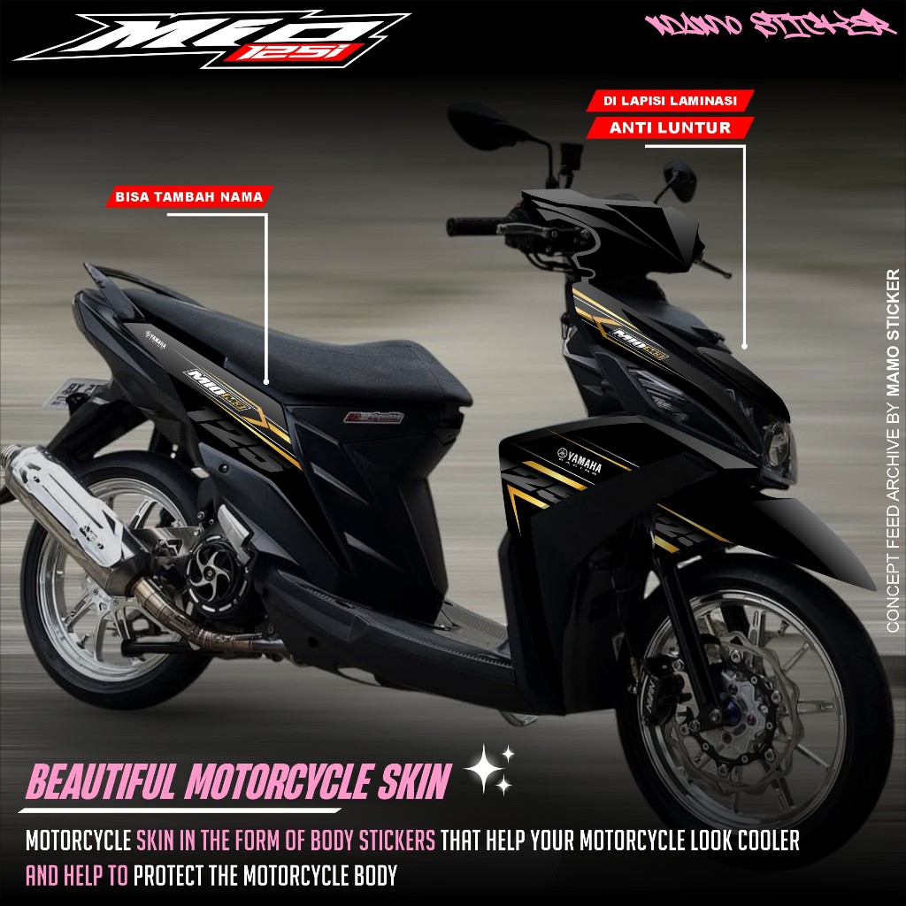 Sticker Decal Yamaha MIO M3 125 FullBody Premium  Stiker Yamaha Mio M3 125 Tahun 2014-2025 Fullblok 