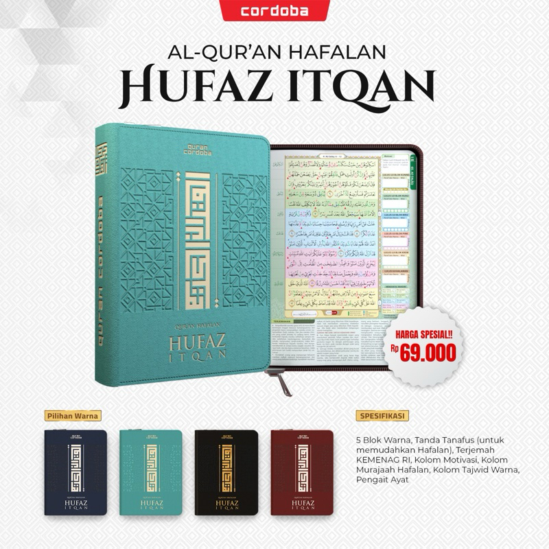 Alquran Resleting Al Hufaz A6 Terjemahan Tajwid Warna Cordoba
