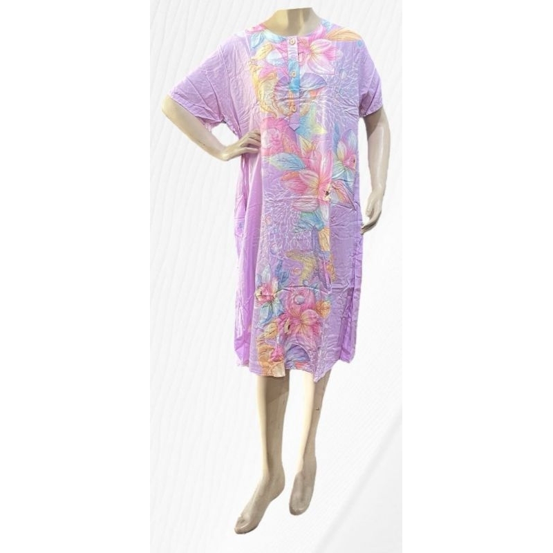 Daster Kencana Ungu Label Biru Lengan Pendek