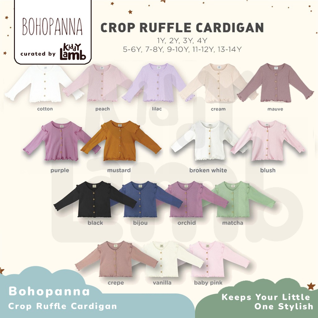 Bohopanna Crop Ruffle Cardigan 1-14 Tahun / baju Cardigan Jaket Anak Perempuan Girl / Outer Anak Per