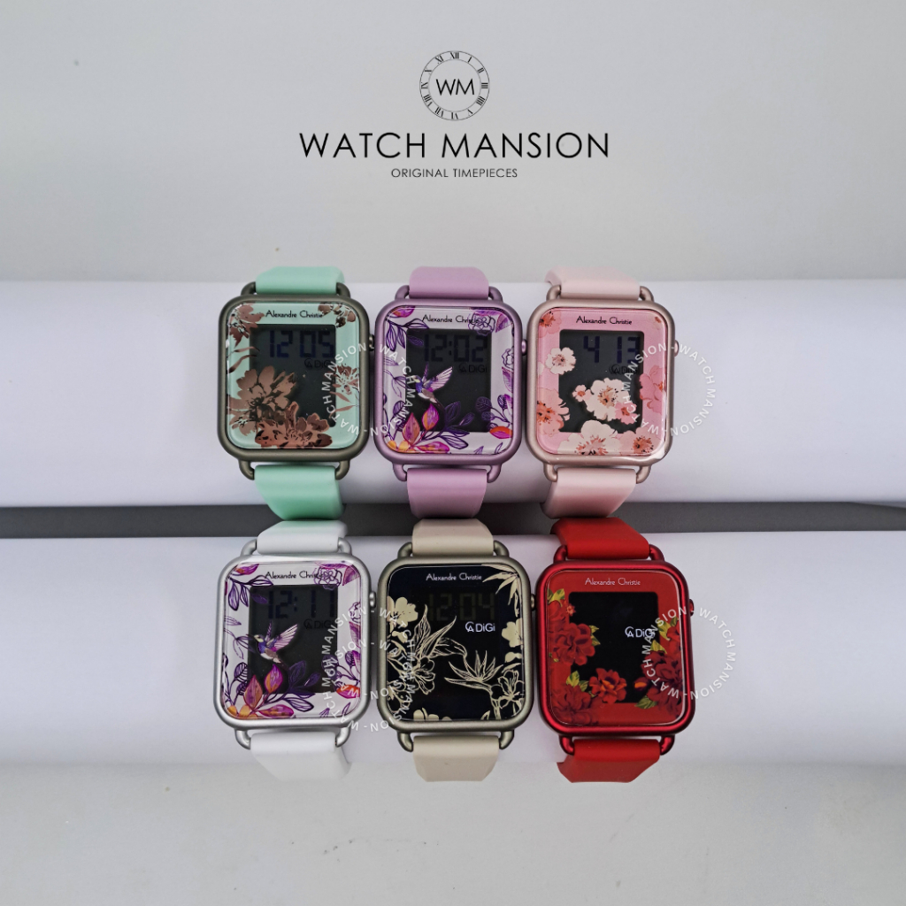 JAM TANGAN WANITA ALEXANDRE CHRISTIE AC9378 AC 9378 DIGITAL RUBBER ORIGINAL GARANSI 1 TAHUN