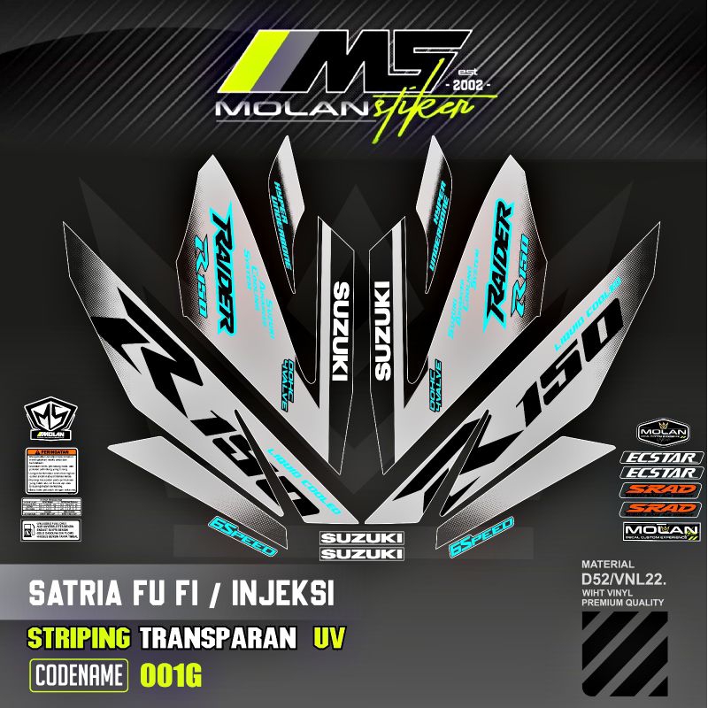 Decal Sticker Striping Variasi Transparan Uv Satria Fu Fi injeksi Raider R 150 Fi Suzuki Satria Fu 1