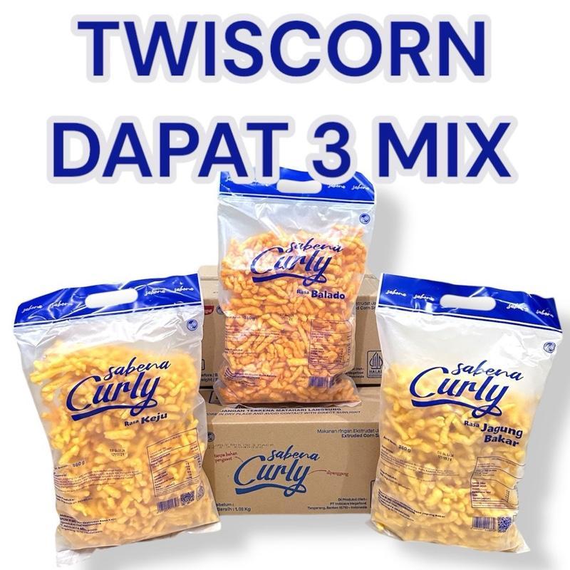 

1 KARTON SABENA CURLY - TWIST CORN ISI 3 kantong mix : rasa jagung, balado, keju