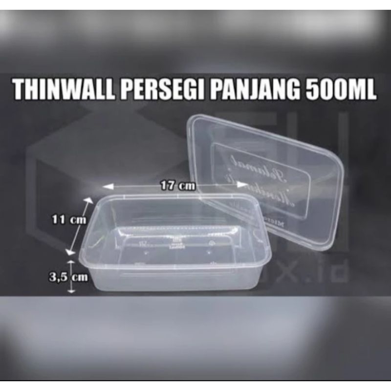 THINWAL Persegi Panjang 500 ml Dessert Box Kotak Makan Plastik isi 25