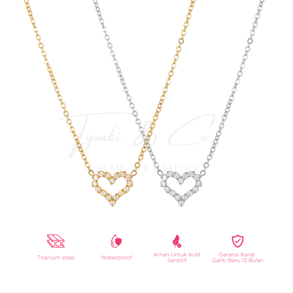 Tymbi&Co - Elora Necklace | Kalung Hati Titanium Anti Karat