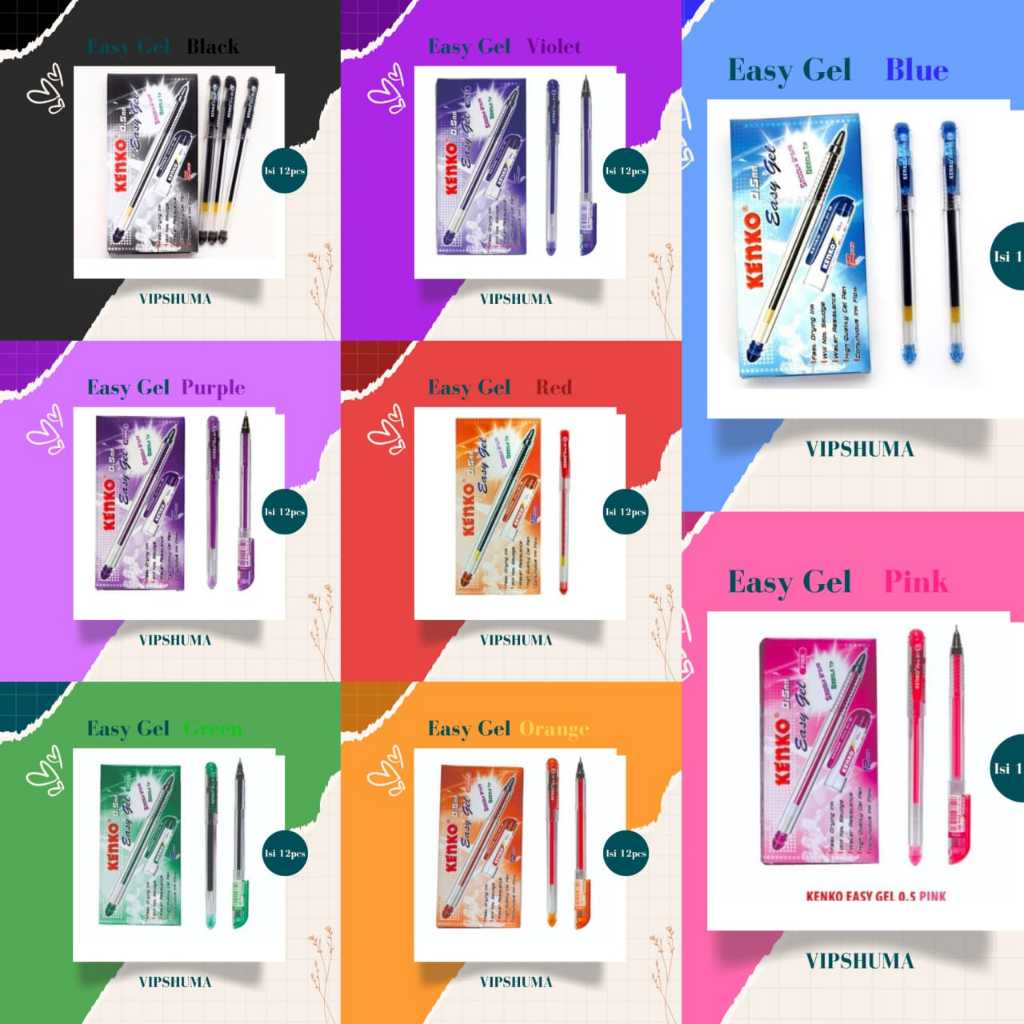 

Pulpen/Pen Kenko Easy Gel 0,5mm HITAM/BIRU/MERAH - isi 12 PCS (1 LUSIN)