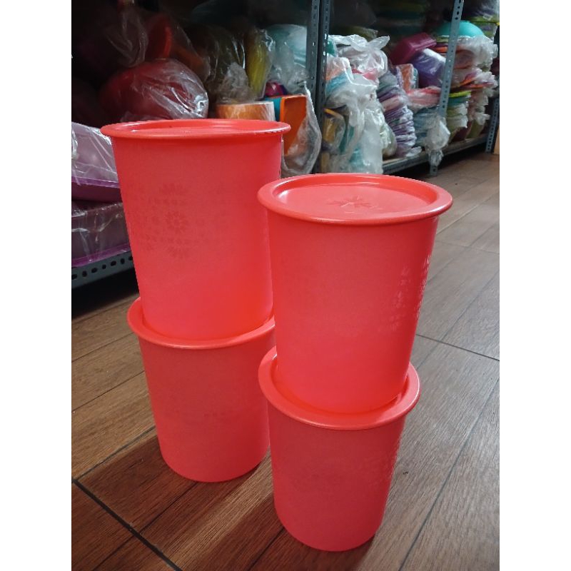 Peach mosaic canister set tupperware / paket mosaic paket toples tupperware 4 pcs