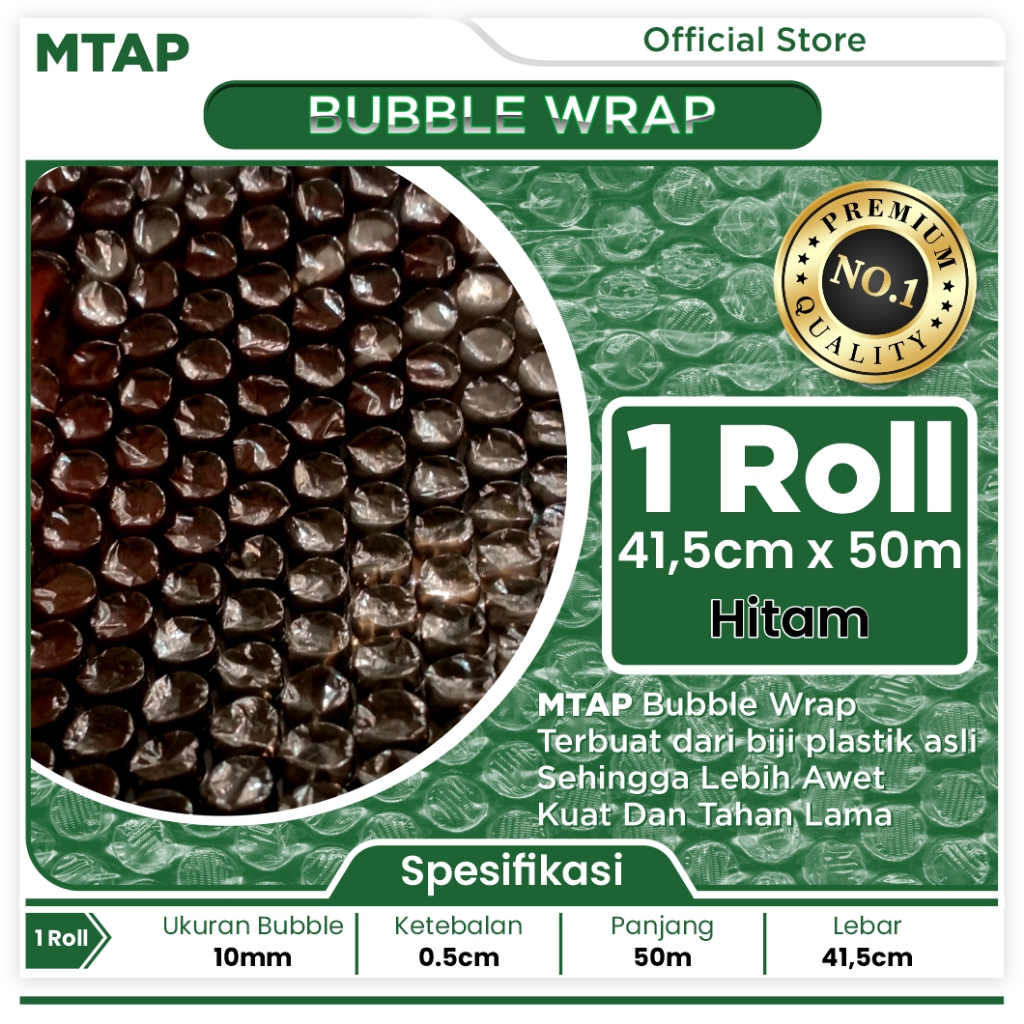 

MTAP Bubble Wrap 41,5cm x 50m Hitam