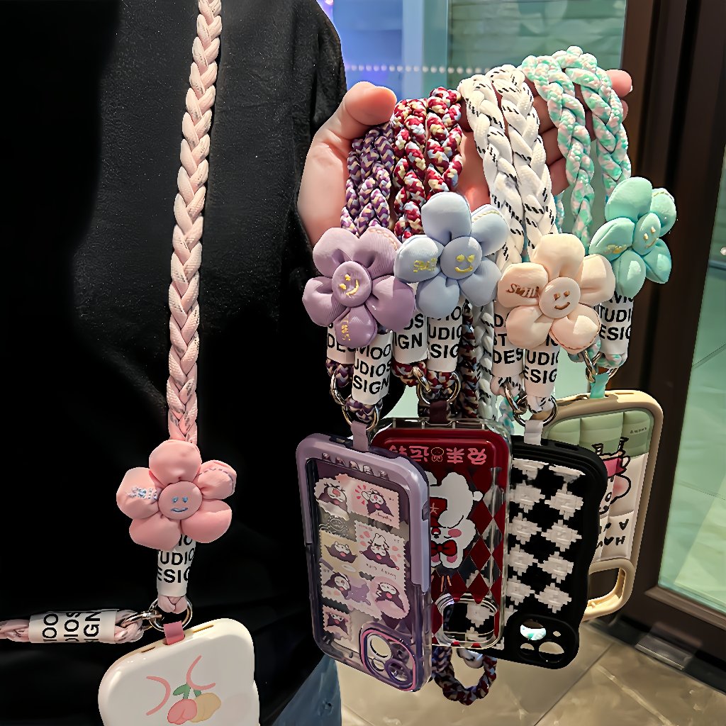 Tali HP Lanyard Universal Bisa Cross-body Motif Flower Gantungan Handphone