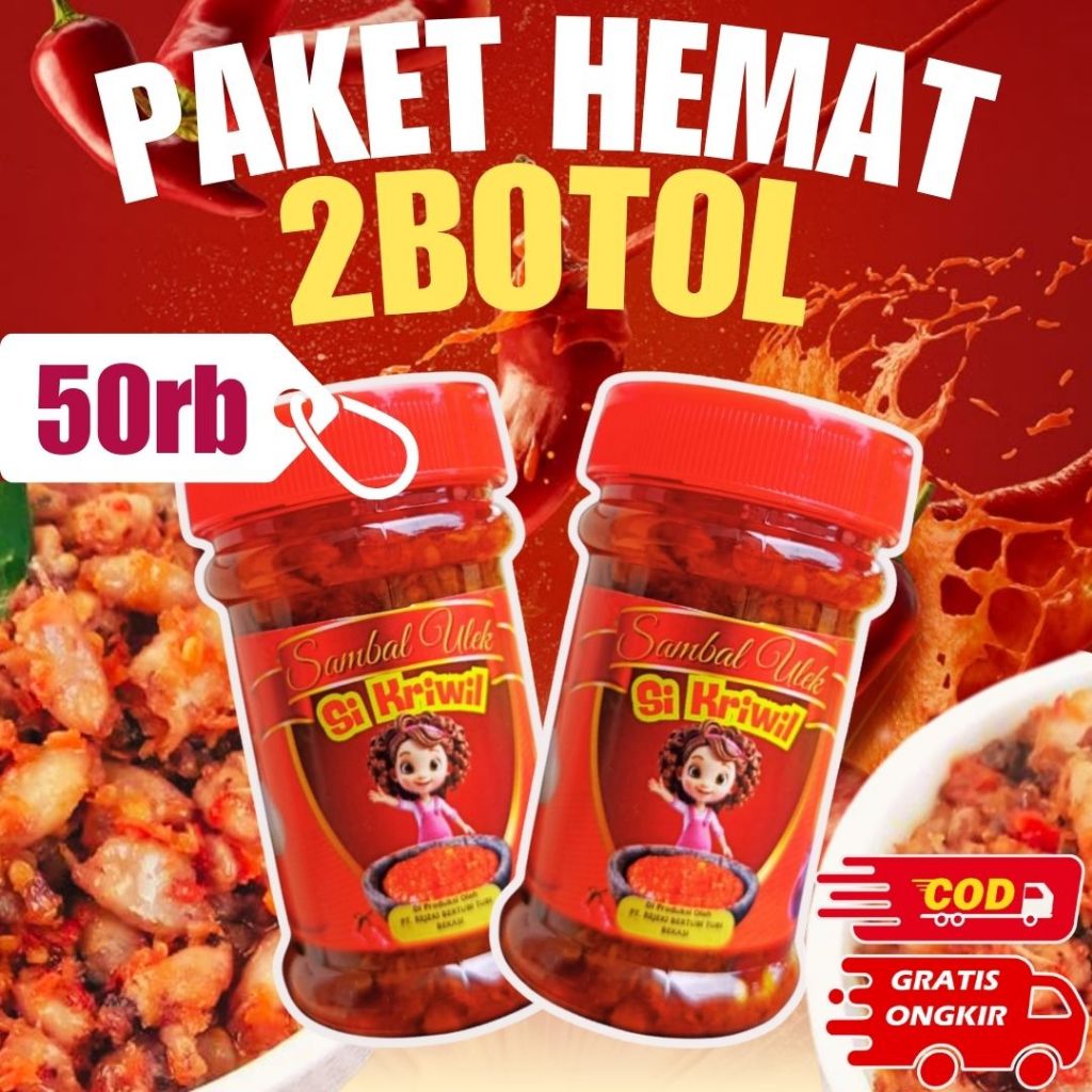 

PAKET HEMAT 2 BOTOL SAMBAL CUMI SI KRIWIL PEDAS NAMPOL NIKMAT NGEPOL