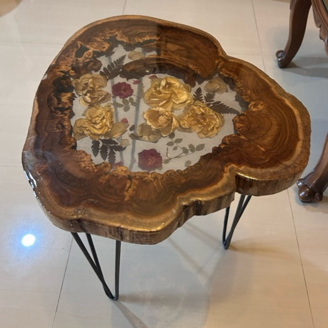 meja resin jati besi calming ocean round table aesthetic corner table bedside coffee table pantai la