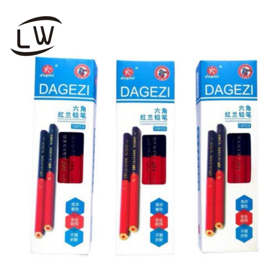 

10 PCS PENSIL TUKANG 2 WARNA BULAK BALIK / PENSIL BANGUNAN