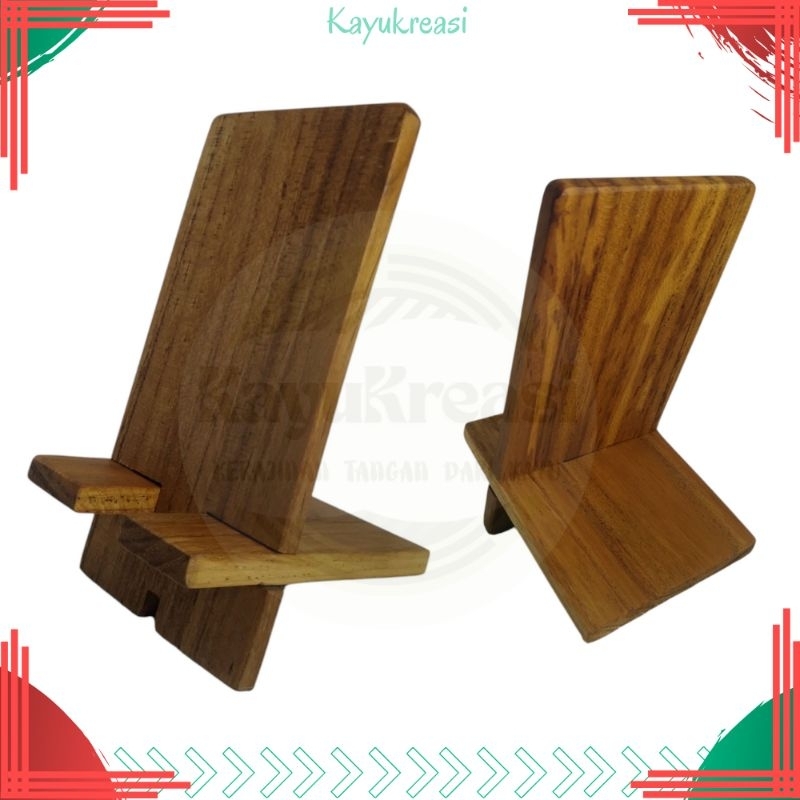 holder hp dari kayu jati stand holder hp penyangga dudukan hp dari kayu polos unik