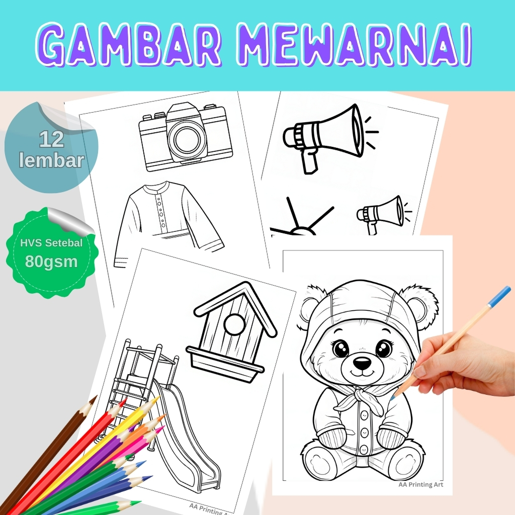 Gambar mewarnai untuk Anak-Anak Paud Tk SD / Sketsa gambar mewarnai anak-anak kertas A4 dan A5