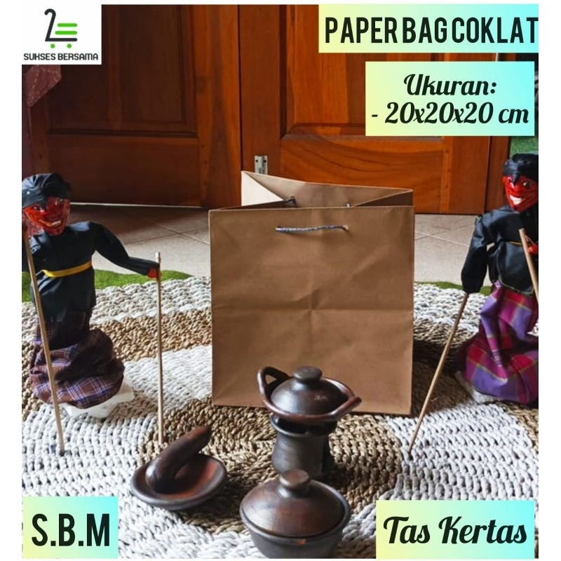 

Paper Bag Coklat Uk: P20xL20xT20 cm(LUSINAN/12 pcs) /Tas Kertas/Tas Kado
