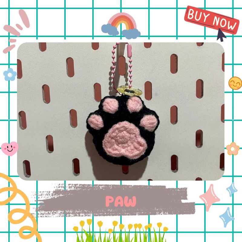 Crochet Keychain Cat Dog Paw