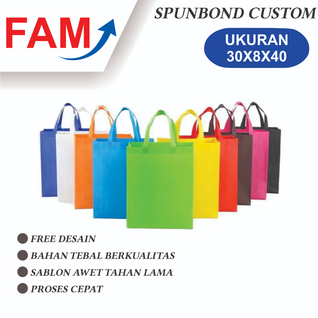 

Tas Spunbond Handle Custom Uk 30x8x40 - Goodie bag pegangan tali free desain