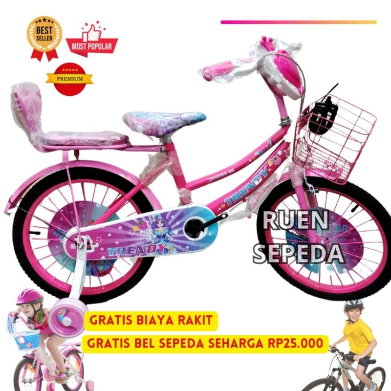 Sepeda Anak Cewek Roda Empat Mini Trendy Princess 16 18 Inch musik lampu