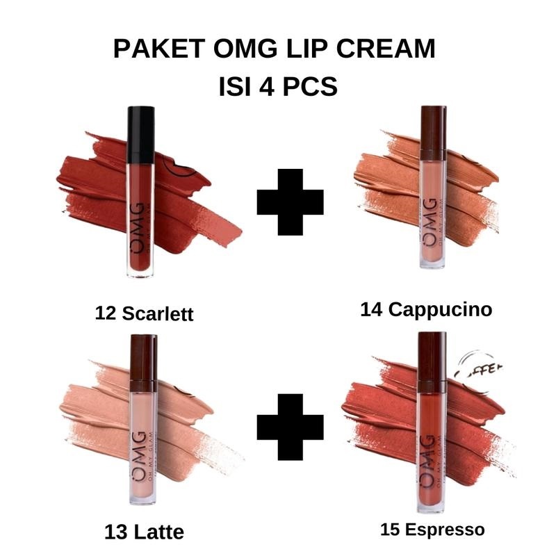 PAKET 4 PCS NO 12 - 15 OMG MATTE KISS LIP CREAM / Lip Cream