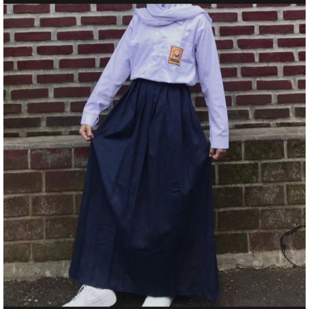 Rok Rempel Seragam Sekolah SMP/MTS Panjang Warna Biru Dongker Hitam Coklat Pramuka / Rok Rempel Smp