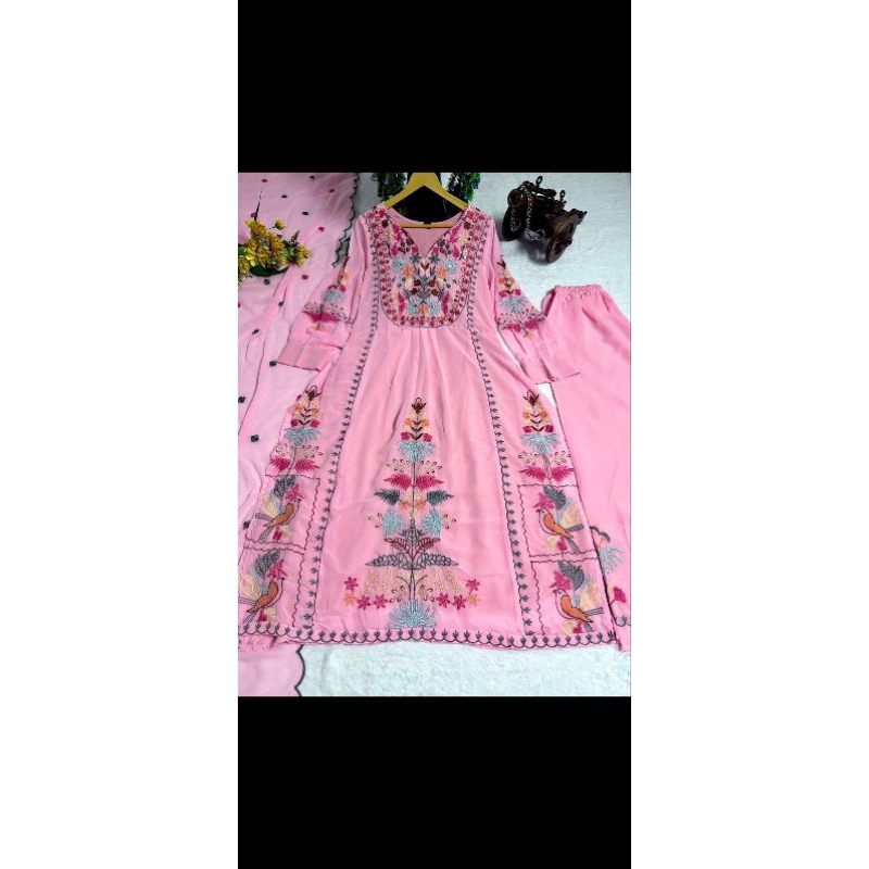 SETELAN WANITA (MIDI DRESS, CELANA, KERUDUNG) FULL BORDIR