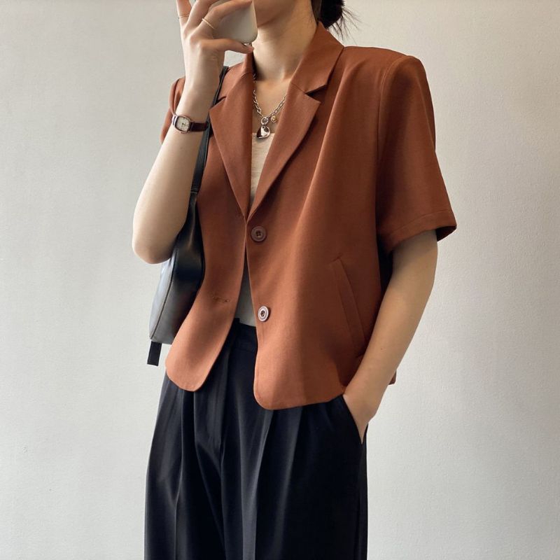 blazer crop lengan pendek - croped wanita lengan pendek - crop top wanita lengan pendek - crop wanit
