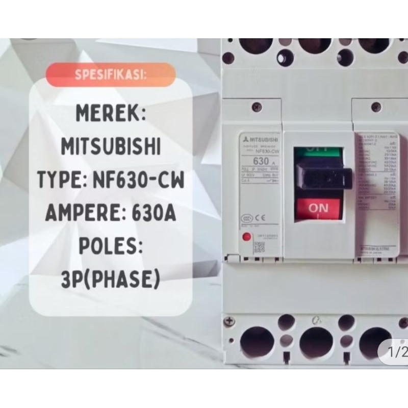 NFB MCCB BREAKER Mitsubishi Nf -630 CW 500A 630A