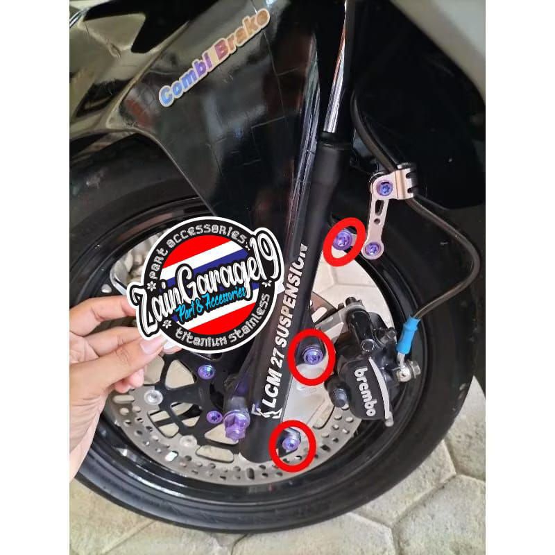 baut titanium gr5 breket kaliper+baut breket selang rem honda vario beat scopy genio (isi3)