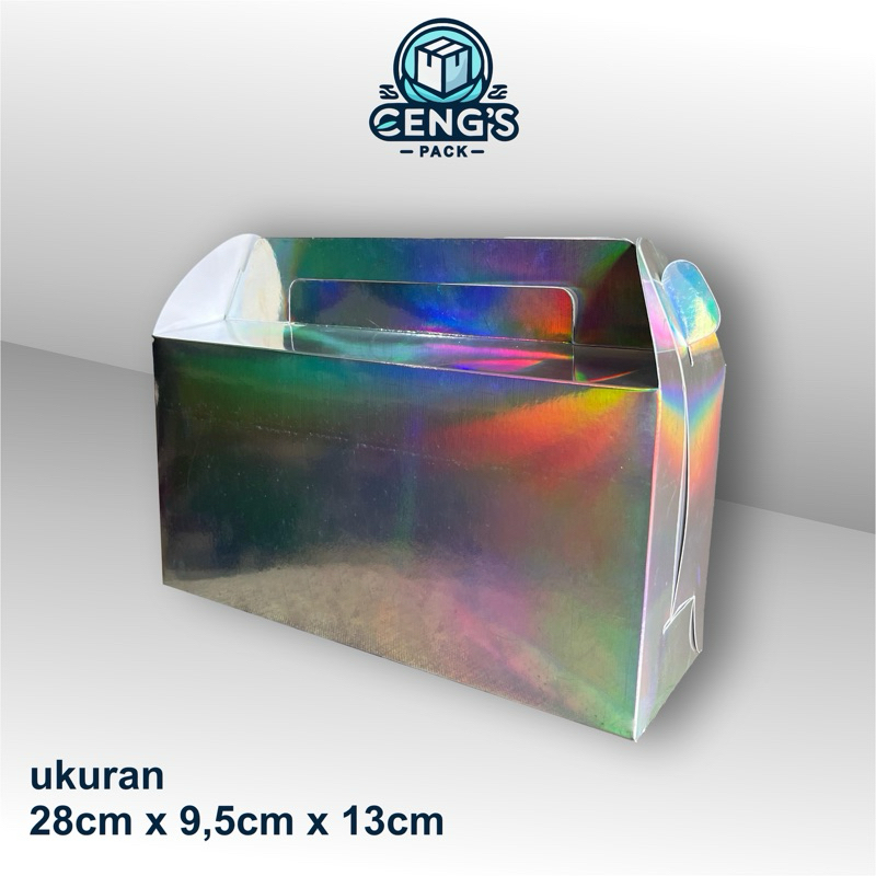

(1 PCS) Gable Box Dus Hampers Hologram Serbaguna 28x9,5x13 kotak kado jinjing rainbow gift