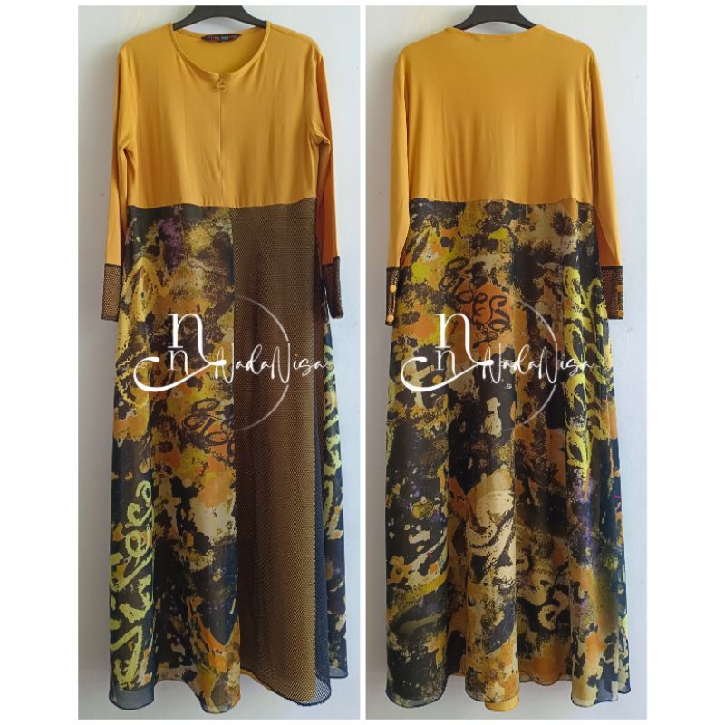 [NADANISA] DRESS SISESA || GRAFITY BLACK YELLOW || PRELOVED