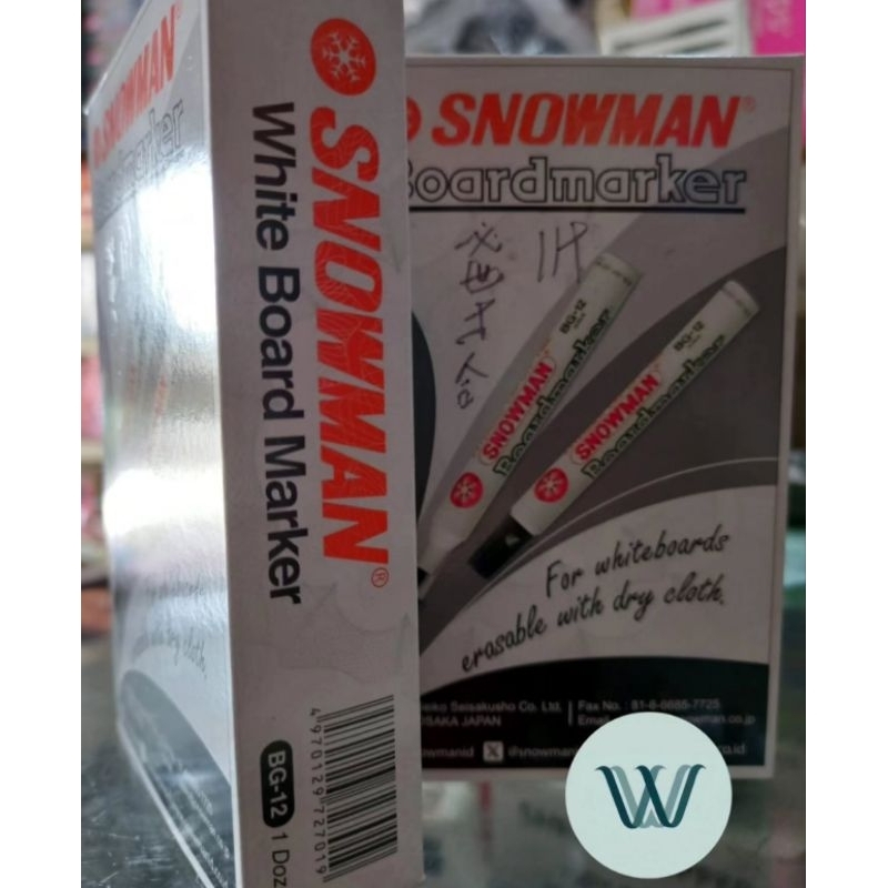 SNOWMAN WHITEBOARD MARKER / SPIDOL PAPAN TULIS TIDAK PERMANEN 1 LUSIN/KOTAK