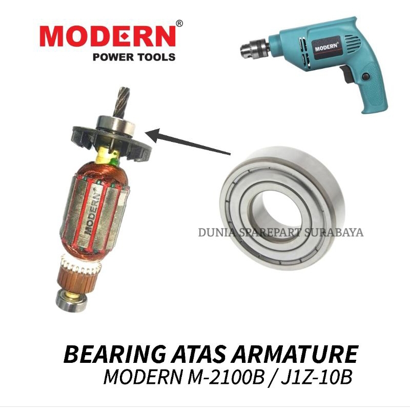 Bearing Depan / Atas Armature Mesin Bor Modern JIZ-10B / J1Z-10B / Laher Laker Klaker Angker Dinamo 