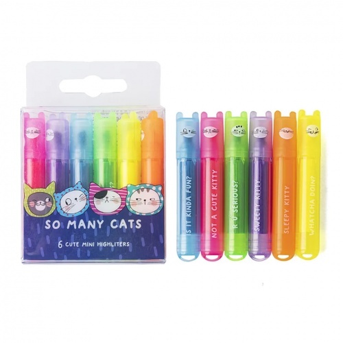 

M&G 6 CUTE MINI HIGHLITERS SO MANY CATS AHM22574