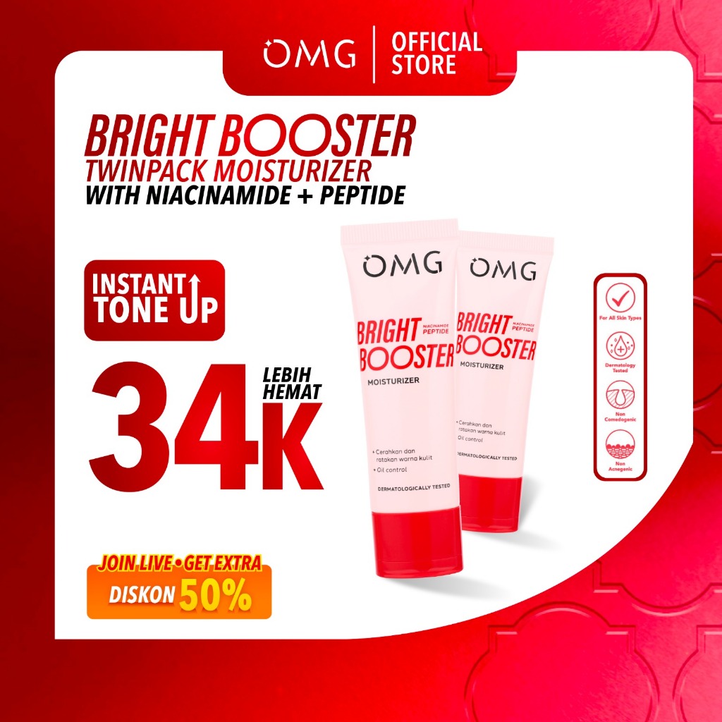 (Twinpack) OMG Oh My Glow Bright Booster Moisturizer 25 g - Untuk Semua Jenis Kulit - Melembabkan, M