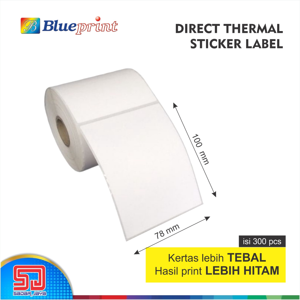 

Direct Thermal Sticker Label 78 x 100 mm isi 300 label Blueprint Label Barcode Online Shop 78x100