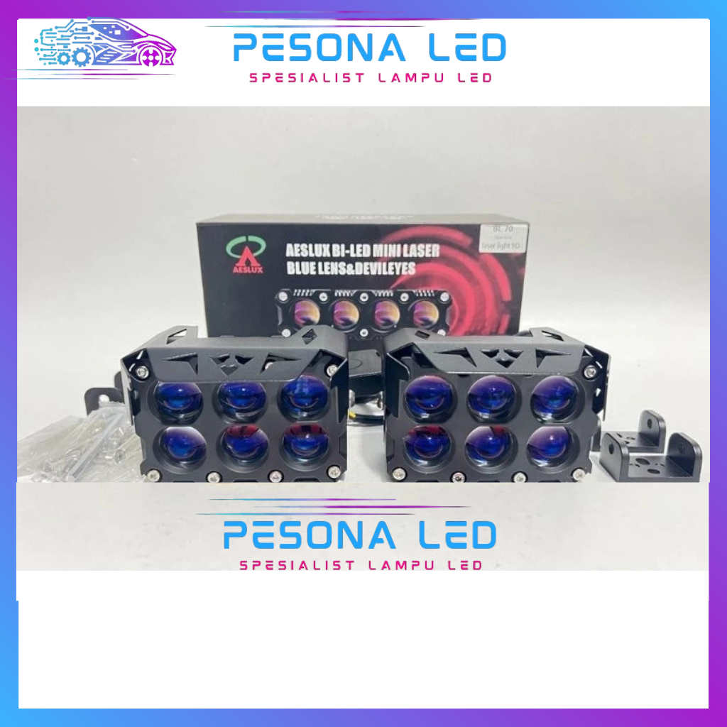 SQL 6 MATA AESLUX BL 70 | LAMPU SOROT MINI LASER GUN SQL 6 MATA AESLUX BL 70 BLUE LENS 70 W X 2 140 