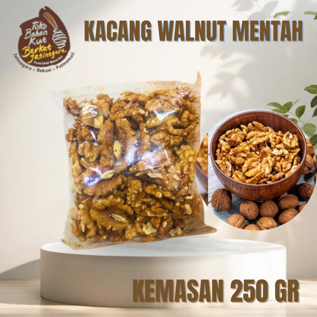 

KACANG WALNUT KEMASAN REPACK 250 GR / KACANG OTAK / KACANG WALNUT ROASTED KEMASAN