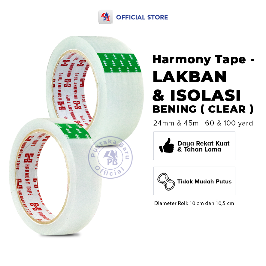 

Solasi Bening Selotip Harmony Tape - Lakban Bening ( Clear ) Besar Dan Kecil Ukuran 45 mm Dan 24 mm / PB NON BOOK - PBNB