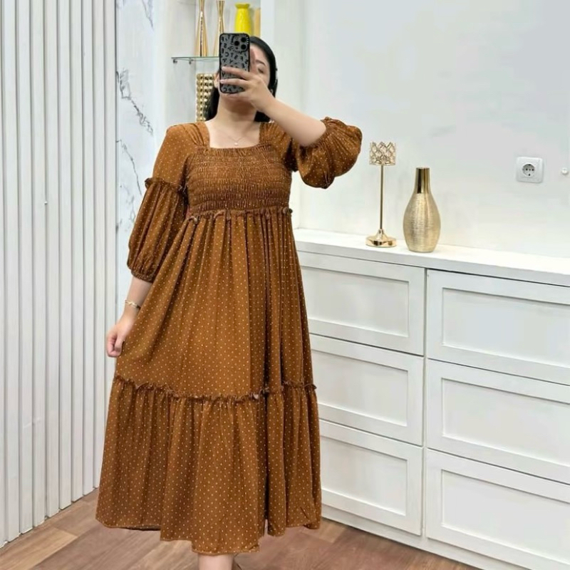 Dres Rayon Motif Bunga Jumbo Smoke Adem Kekinian