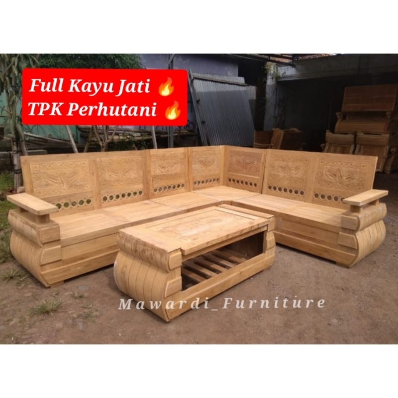 Kursi Tamu Minimalis Full Kayu Jati TPK Perhutani Kursi Tamu Sudut Minimalis Jati Tua Murah Kursi Ta