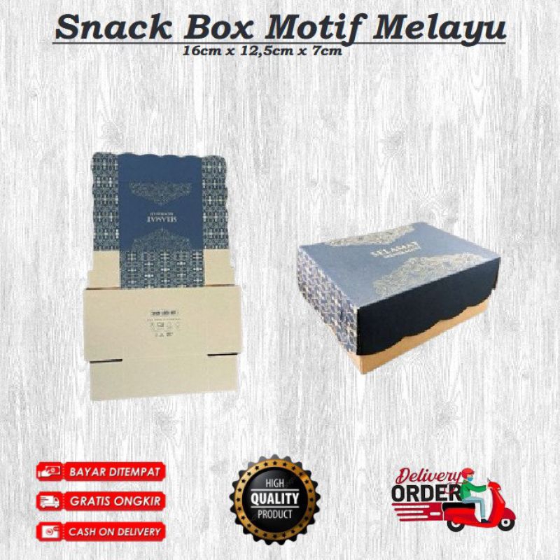 KOTAK SNACK MOTIF - KEMASAN SNACK - SNACK BOX MOTIF BIRU-MOTIF MELAYU-KEMASAN KUE-MOTIF BATIK