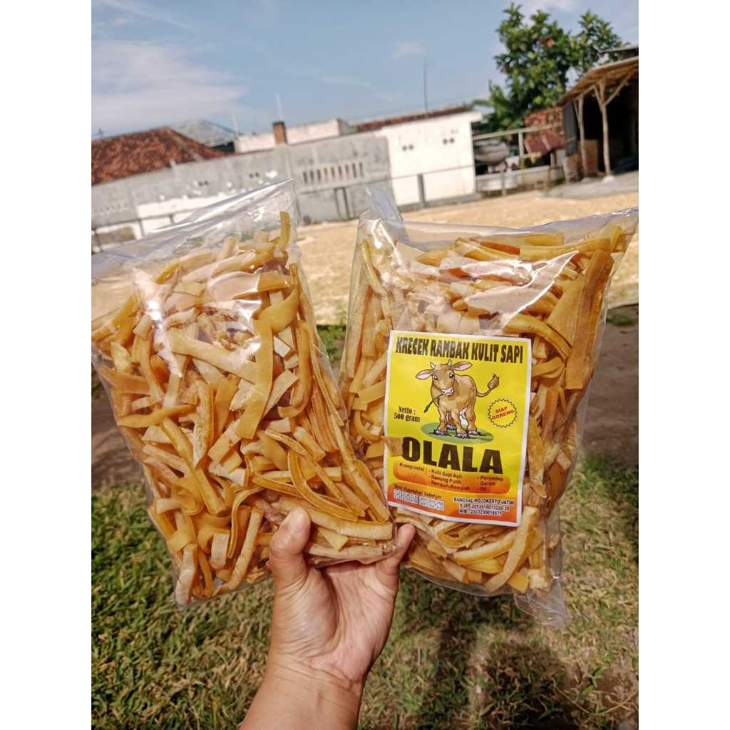 

Lezatoz_Genz Krecek Rambak Olala/Siap Goreng/Rambak Mentah/Rambak Kulit Sapi Asli Varian Mie 500Gram
