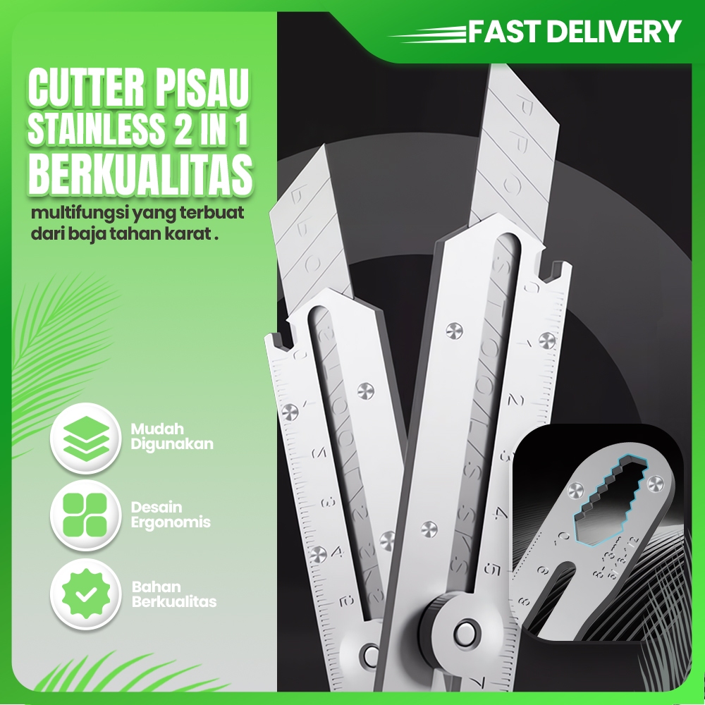 

Pisau Cutter Stainless Steel Alat Pemotong Kertas Serbaguna Silet Baja Tahan Karat