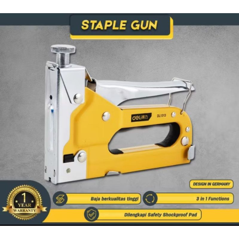 

Deli Staple Gun/Staples Tembak 3 in 1 Chromium molybdenum Bisa 3 Jenis Staples EDL1313 /Alat Perkakas