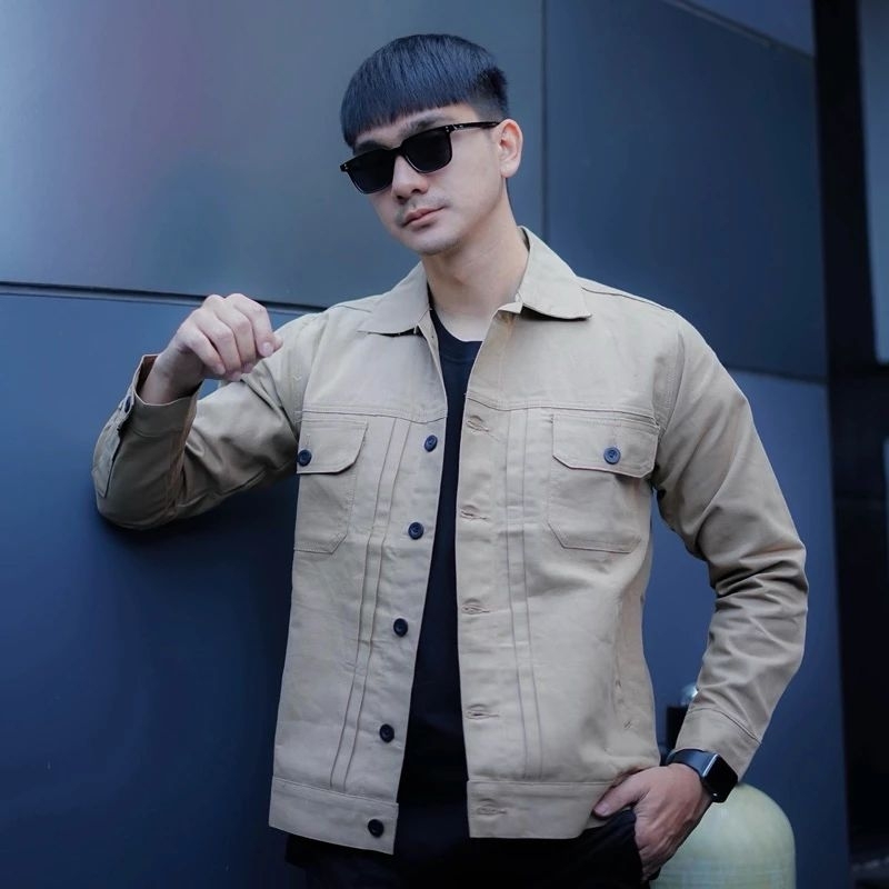 Trucker Canvas V2 Khaki - Jacket Trucker Outwear Pria Wanita Kancing Hitam - Jaket Semi Parka