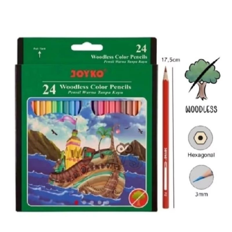

BK Pensil Warna JOYKO CP-104 / Color Pencils Joyko CP-104 (24 warna panjang)