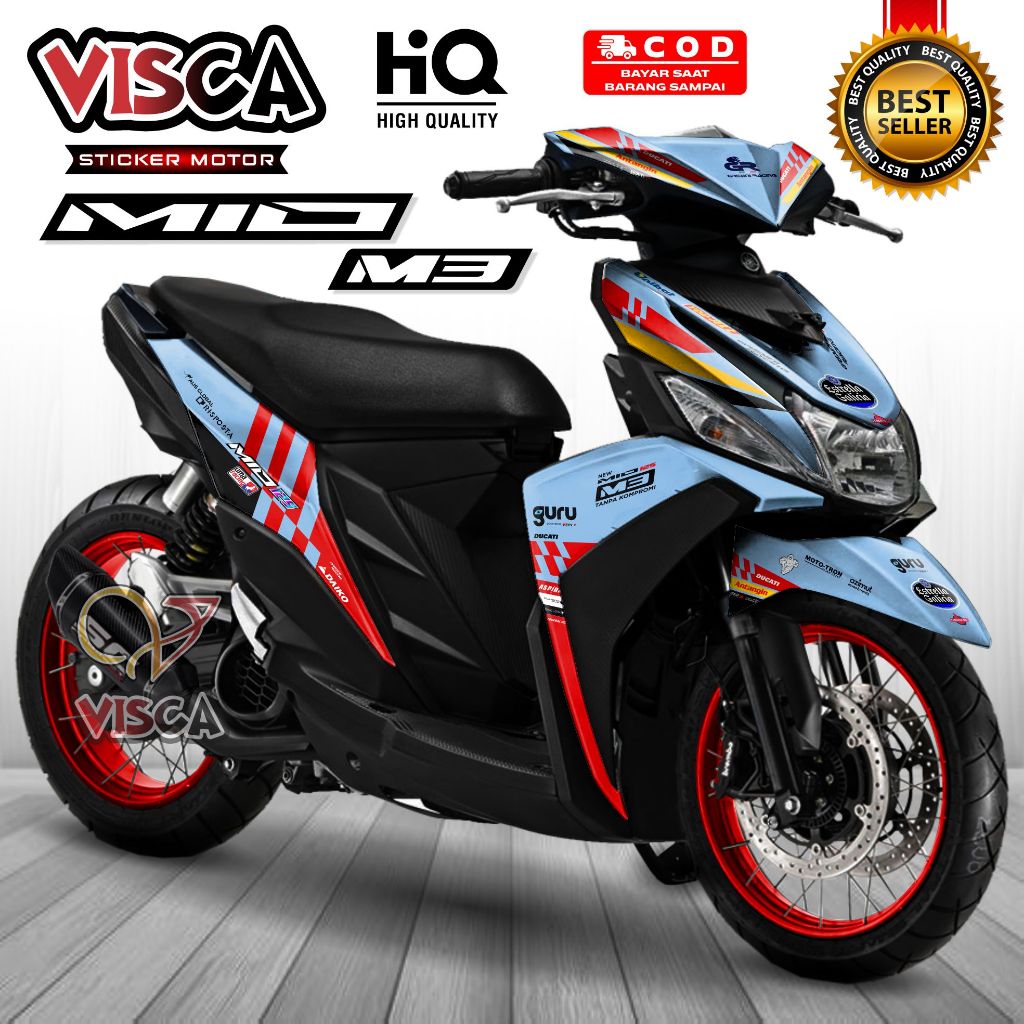Decal Mio M3 125 Full Body Stiker Mio M3 125 Full Body Striping Mio M3 Desain Gresini
